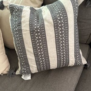 2- 19inch pillow covers - gray and cream with tassels